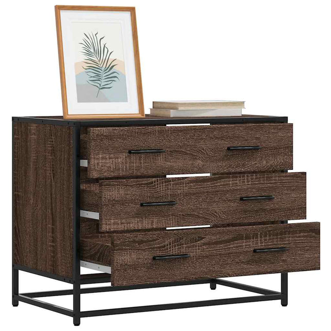 kommode 70x41x56 cm konstrueret træ brun egetræsfarve