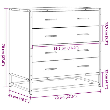 kommode 70x41x70 cm konstrueret træ røget egetræsfarve