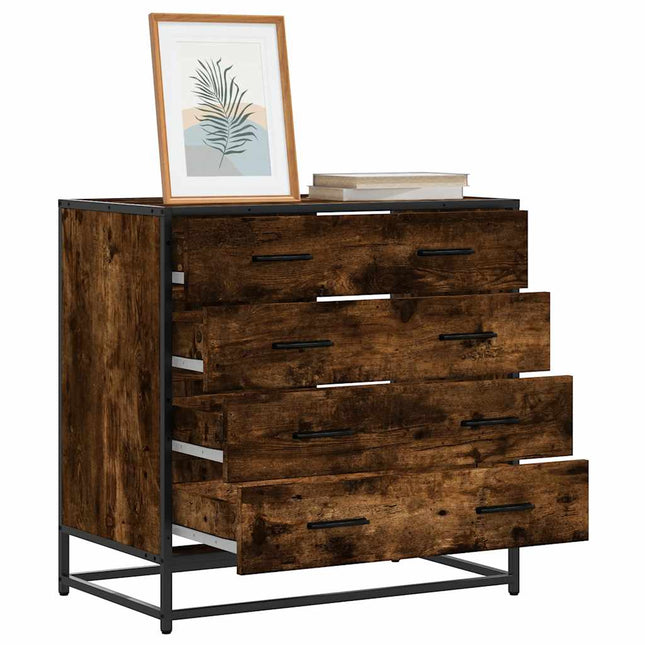 kommode 70x41x70 cm konstrueret træ røget egetræsfarve