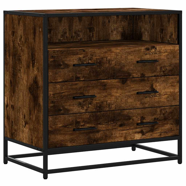 kommode 70x41x70 cm konstrueret træ røget egetræsfarve