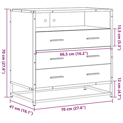 kommode 70x41x70 cm konstrueret træ brun egetræsfarve