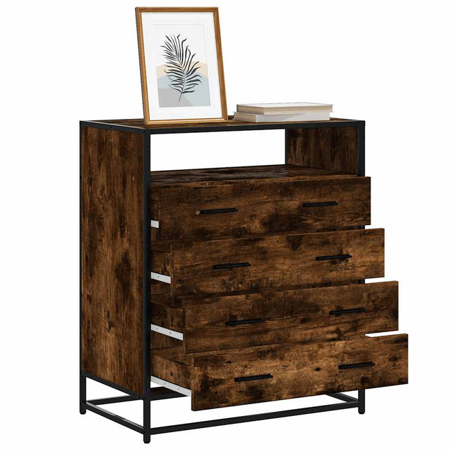 kommode 70x41x83,5 cm konstrueret træ røget egetræsfarve