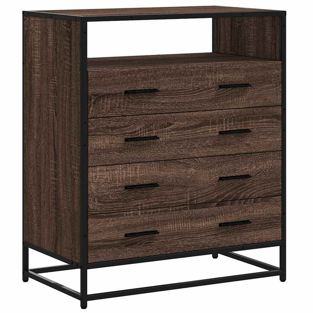 kommode 70x41x83,5 cm konstrueret træ brun egetræsfarve