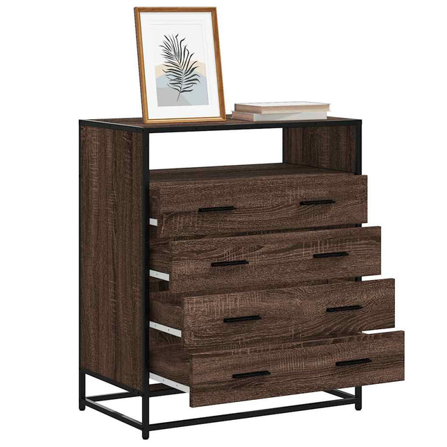 kommode 70x41x83,5 cm konstrueret træ brun egetræsfarve