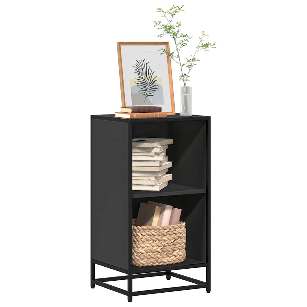 Bogreol 40×35×76 cm i konstrueret træ - sort, med metalstel