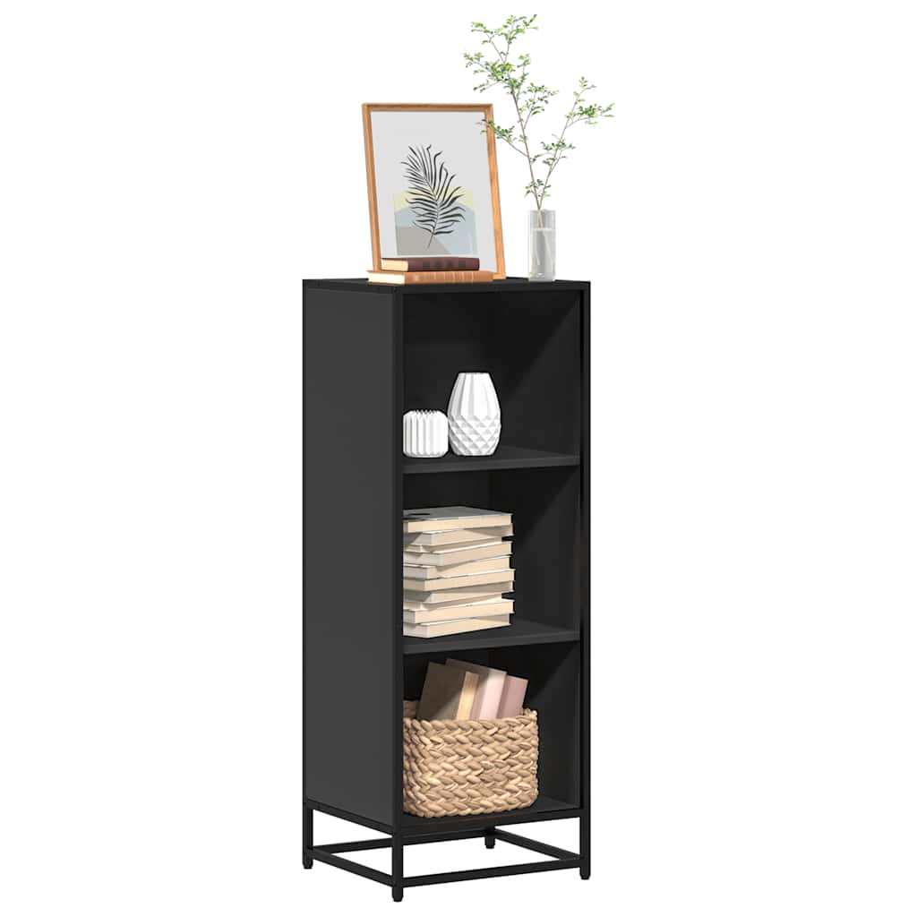 Bogreol med metalstel - 40 × 35 × 107,5 cm, sort konstrueret træ