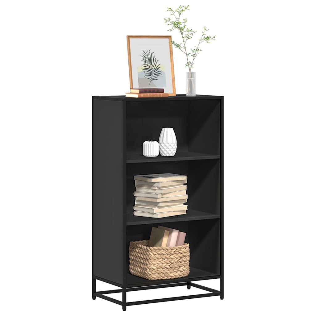 Bogreol 60 × 35 × 107,5 cm - sort, konstrueret træ med metalstel