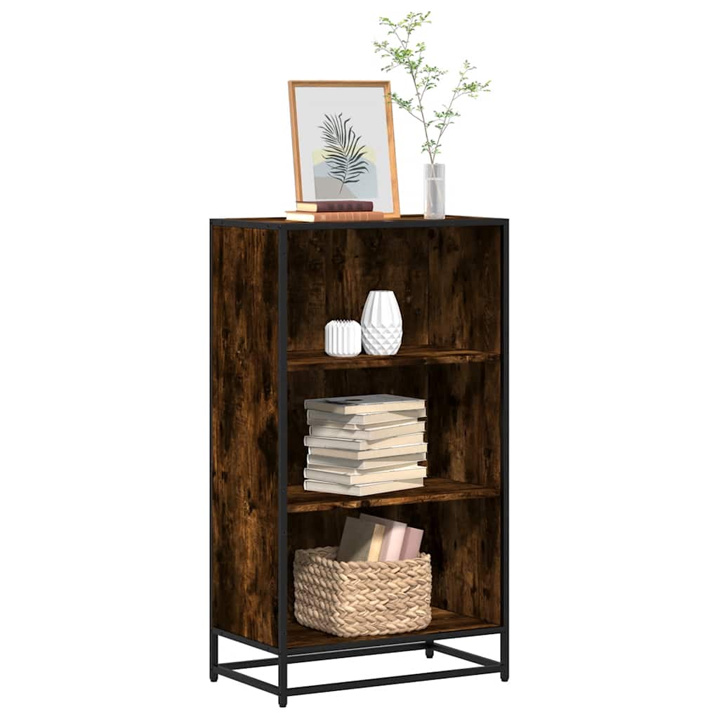 Bogreol 60×35×107,5 cm i konstrueret træ - røget egetræ, metalstel