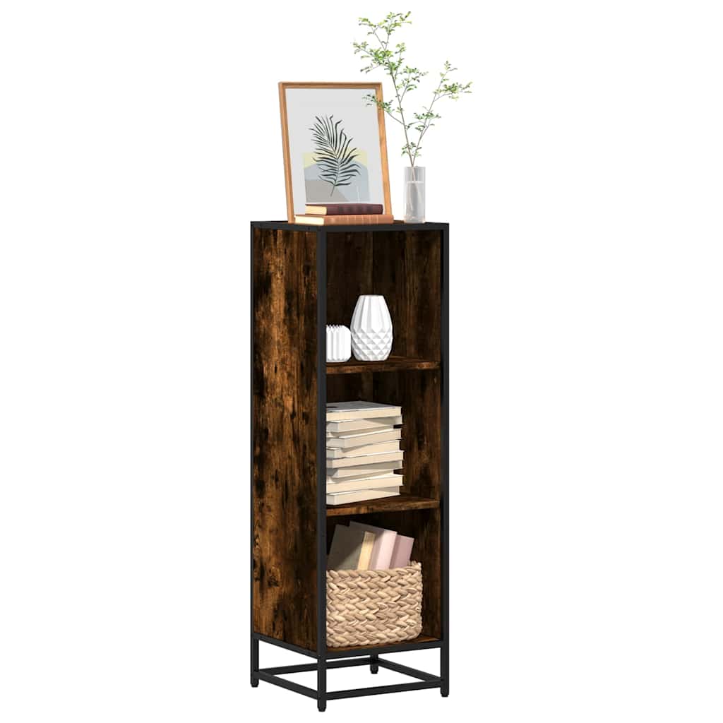 Bogreol Konstrueret Træ Og Metal - Røget eg / 33.5 x 33 x 107.5 cm