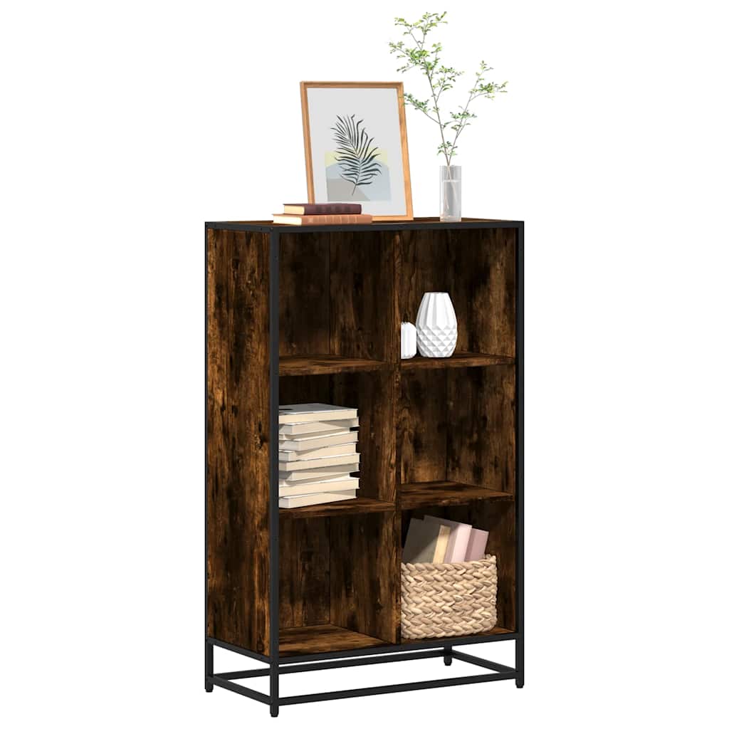 Bogreol Konstrueret Træ Og Metal - Røget eg / 65.5 x 33 x 107.5 cm