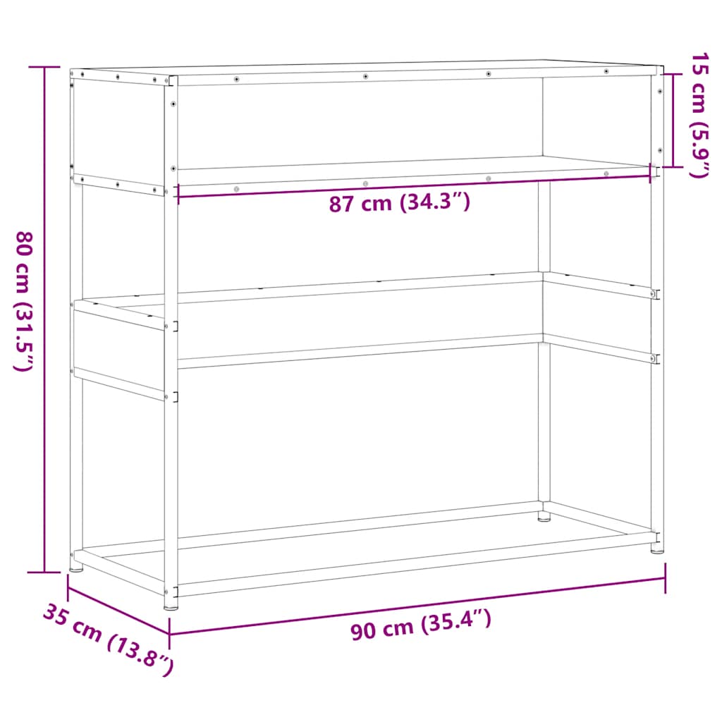 konsolbord 90x35x80 cm konstrueret træ sonoma-eg