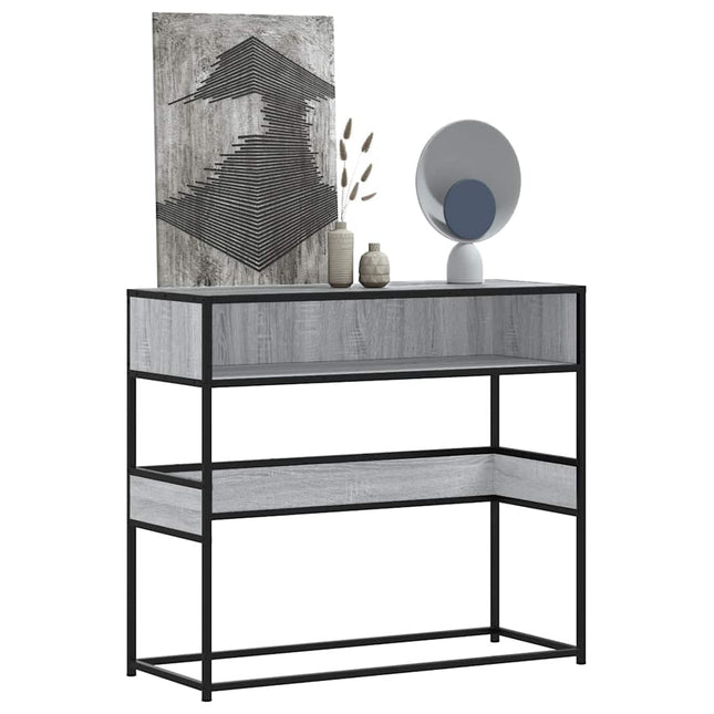 konsolbord 90x35x80 cm konstrueret træ grå sonoma-eg