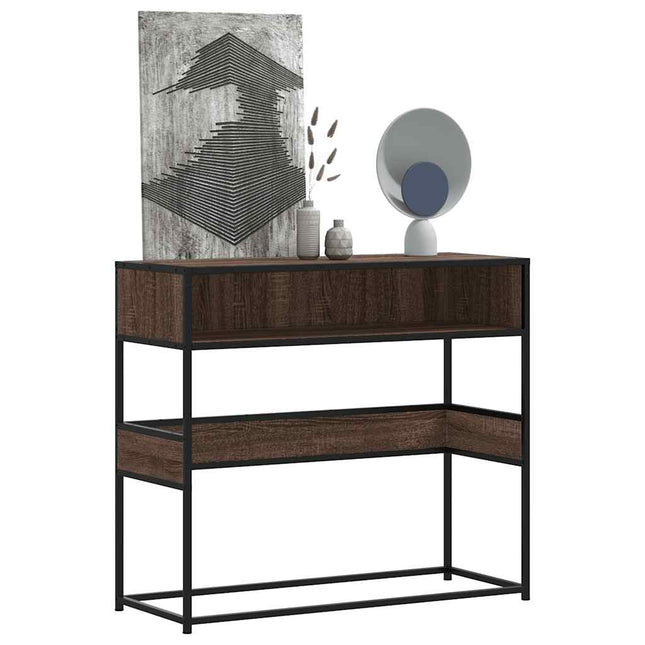 konsolbord 90x35x80 cm konstrueret træ brun egetræsfarve