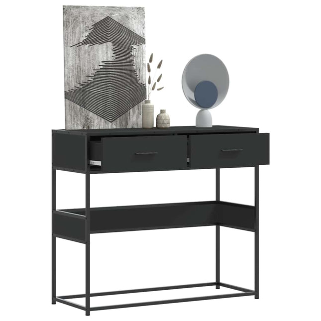 konsolbord 90x35x80 cm konstrueret træ sort