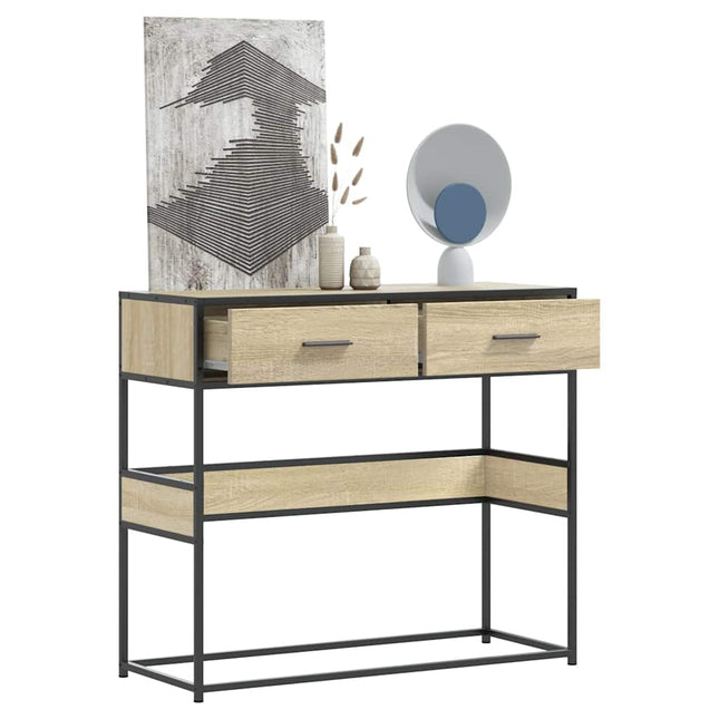 konsolbord 90x35x80 cm konstrueret træ sonoma-eg