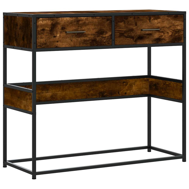 konsolbord 90x35x80 cm konstrueret træ røget egetræsfarve