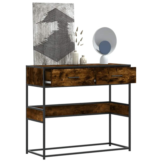 konsolbord 90x35x80 cm konstrueret træ røget egetræsfarve