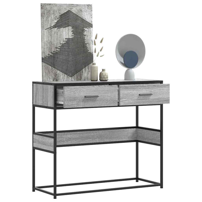 konsolbord 90x35x80 cm konstrueret træ grå sonoma-eg