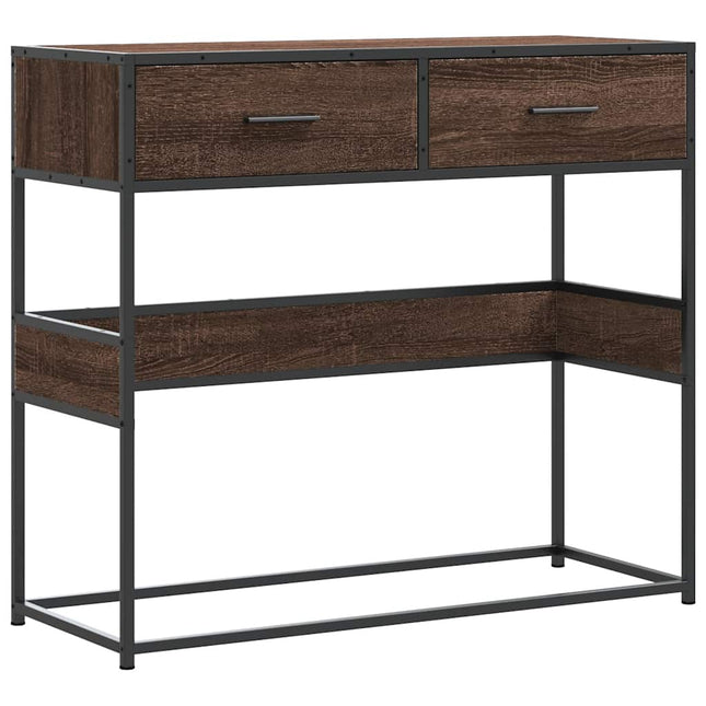 konsolbord 90x35x80 cm konstrueret træ brun egetræsfarve