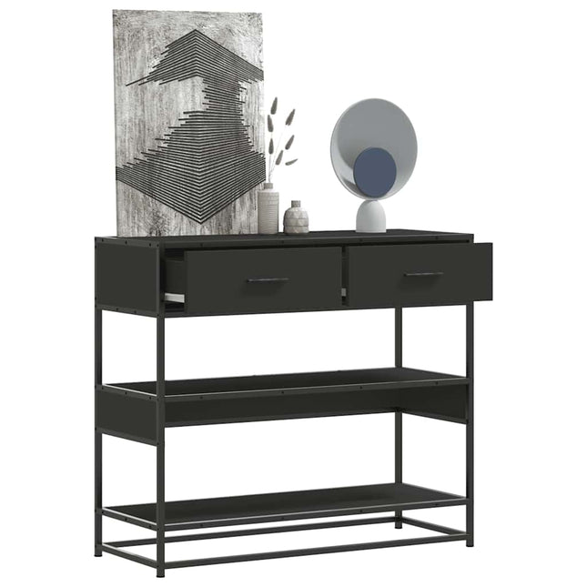 konsolbord 90x35x80 cm konstrueret træ sort