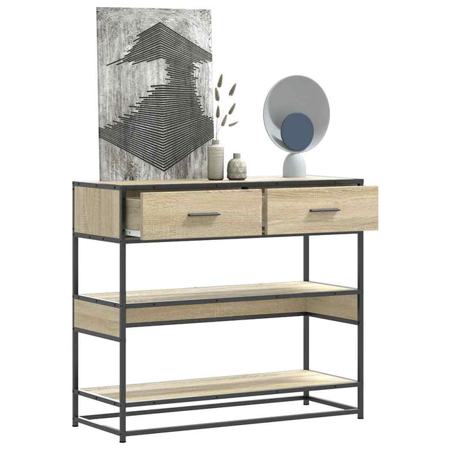 konsolbord 90x35x80 cm konstrueret træ sonoma-eg