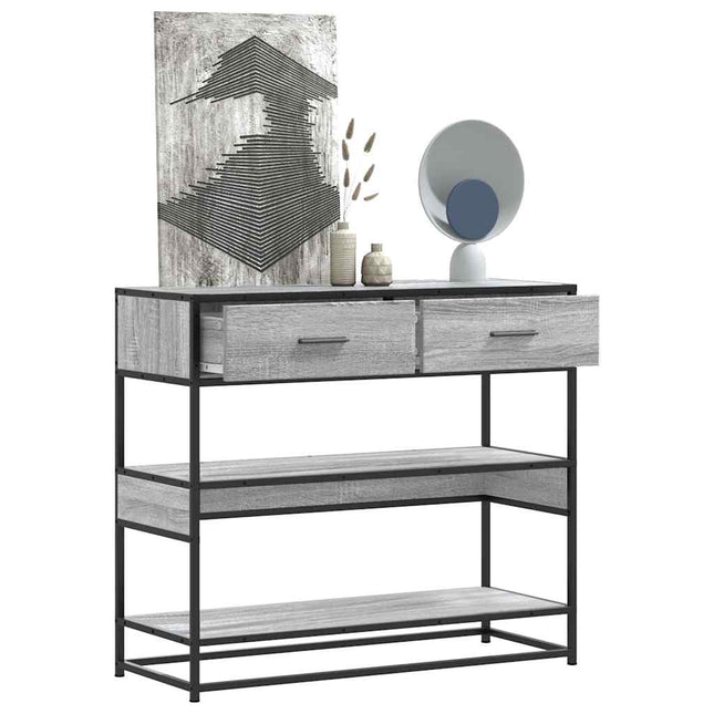 konsolbord 90x35x80 cm konstrueret træ grå sonoma-eg