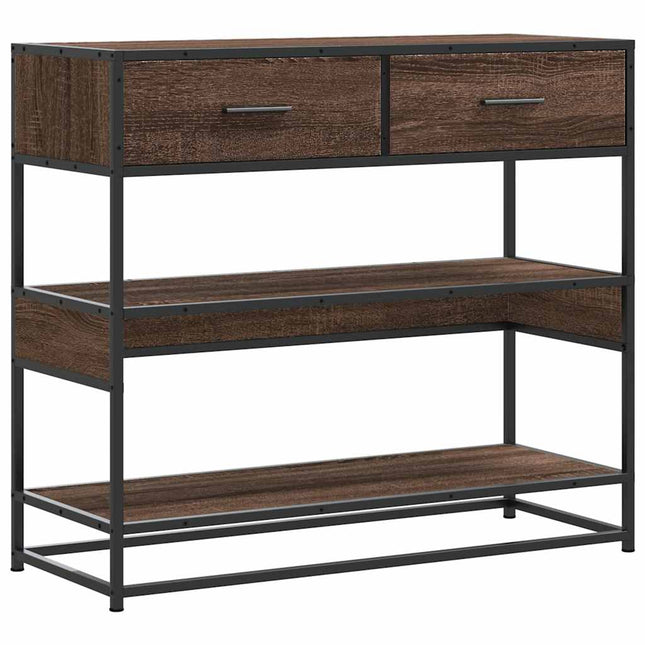 konsolbord 90x35x80 cm konstrueret træ brun egetræsfarve
