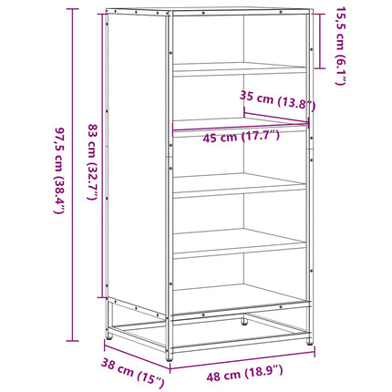 skostativ 48x38x97,5 cm konstrueret træ sort
