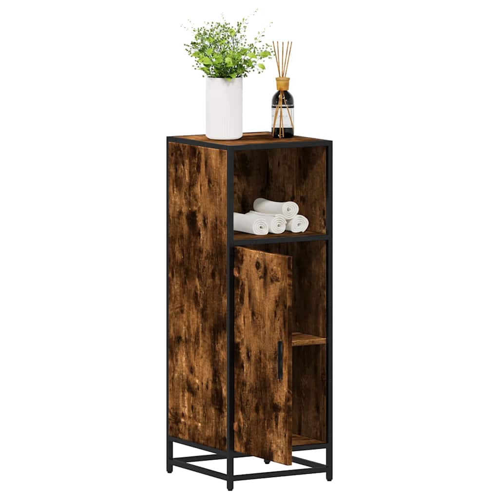 Badeværelsesskab 35 × 37,5 × 100 cm - konstrueret træ, røget eg