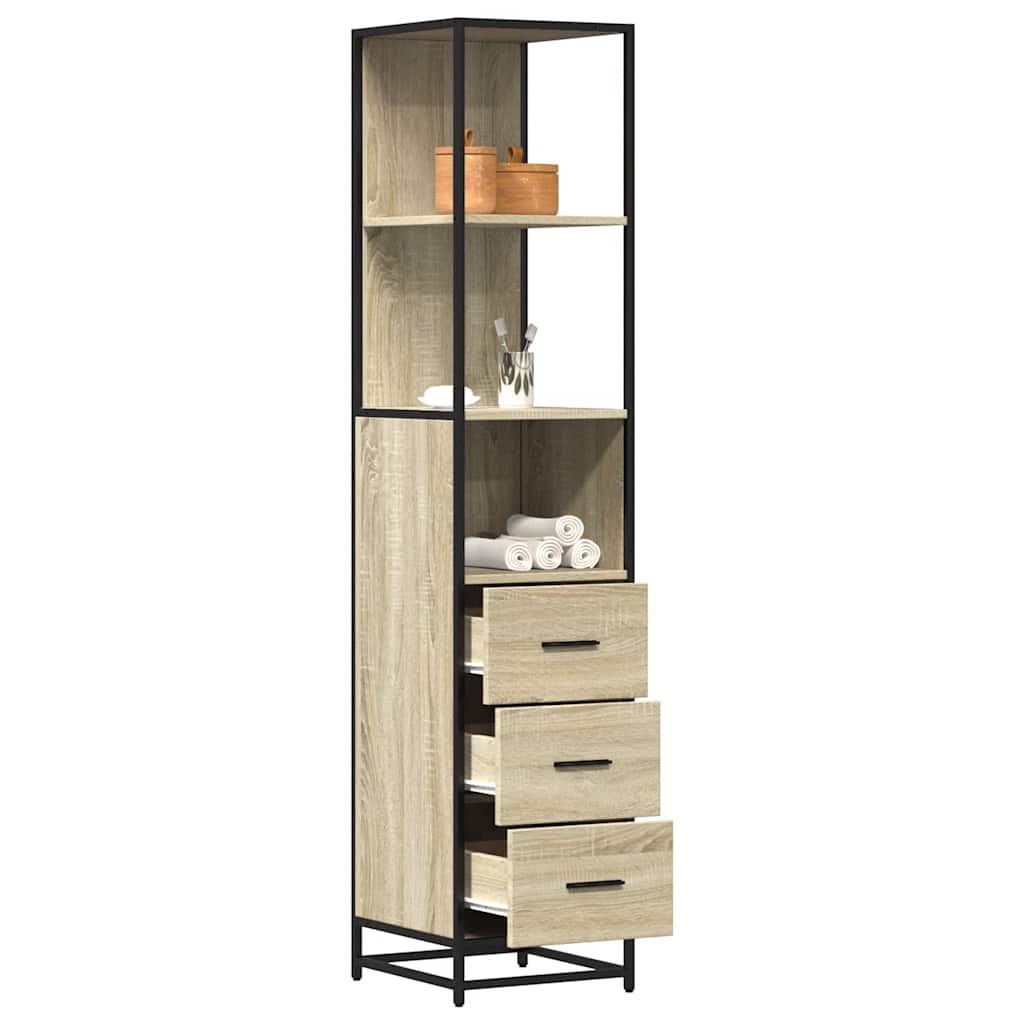 badeværelsesskab 35x37,5x166 cm konstrueret træ sonoma-eg billede