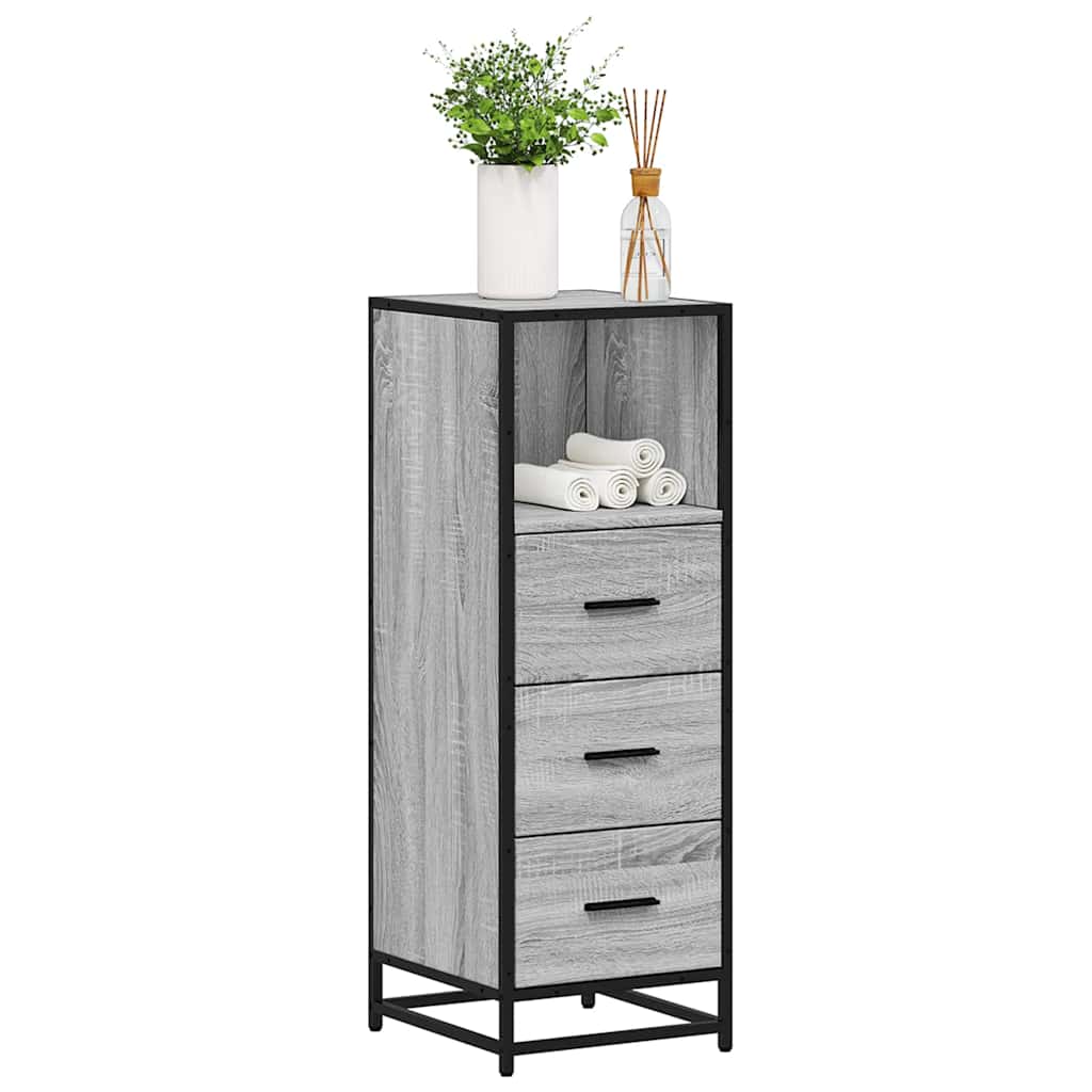 Badeværelsesskab 35x37,5x100 Cm Konstrueret Træ Egetræ - Grå sonoma-eg