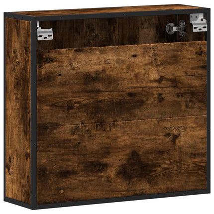badeværelsesskab + spejl 65x20x60 cm konstrueret træ røget eg