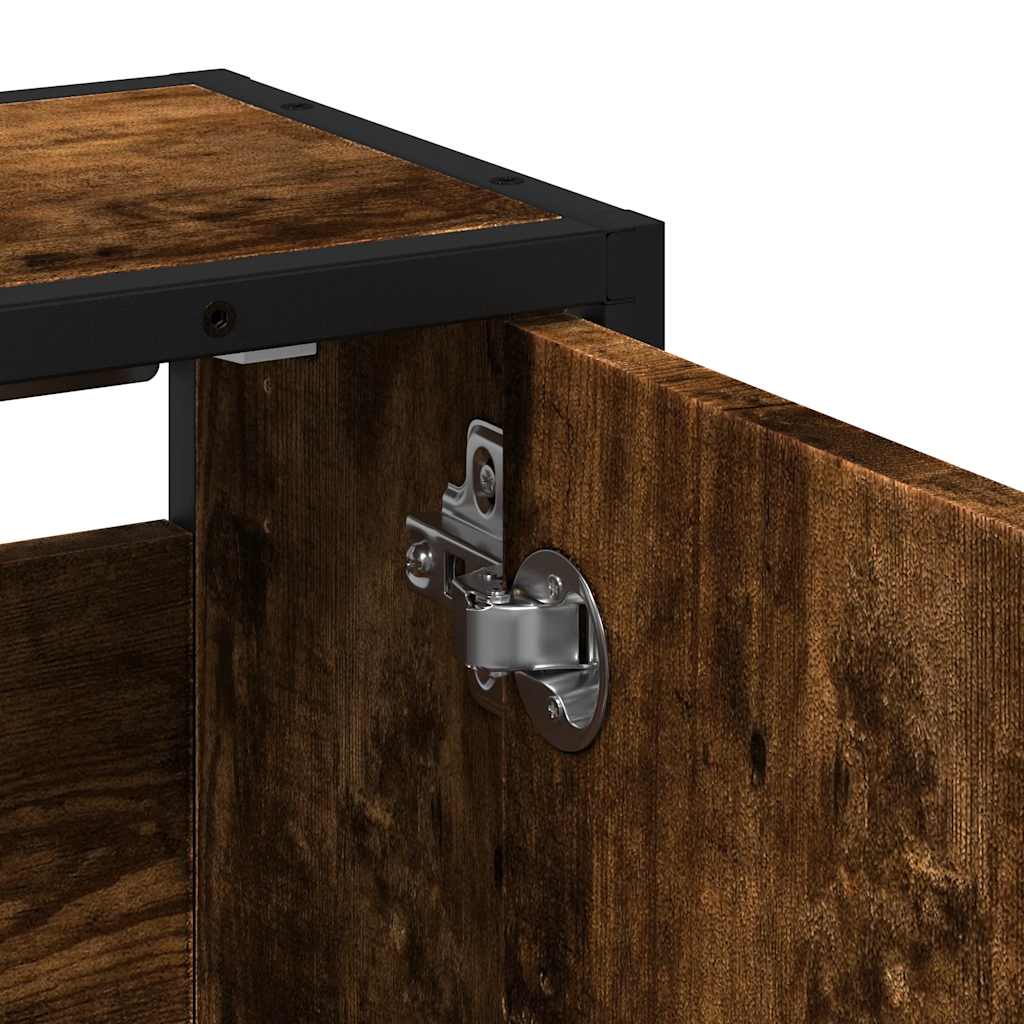 badeværelsesskab + spejl 65x20x60 cm konstrueret træ røget eg