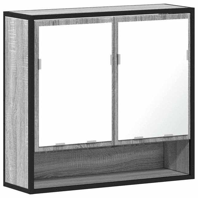 skab med spejl 65x20x60 cm konstrueret træ grå sonoma-eg