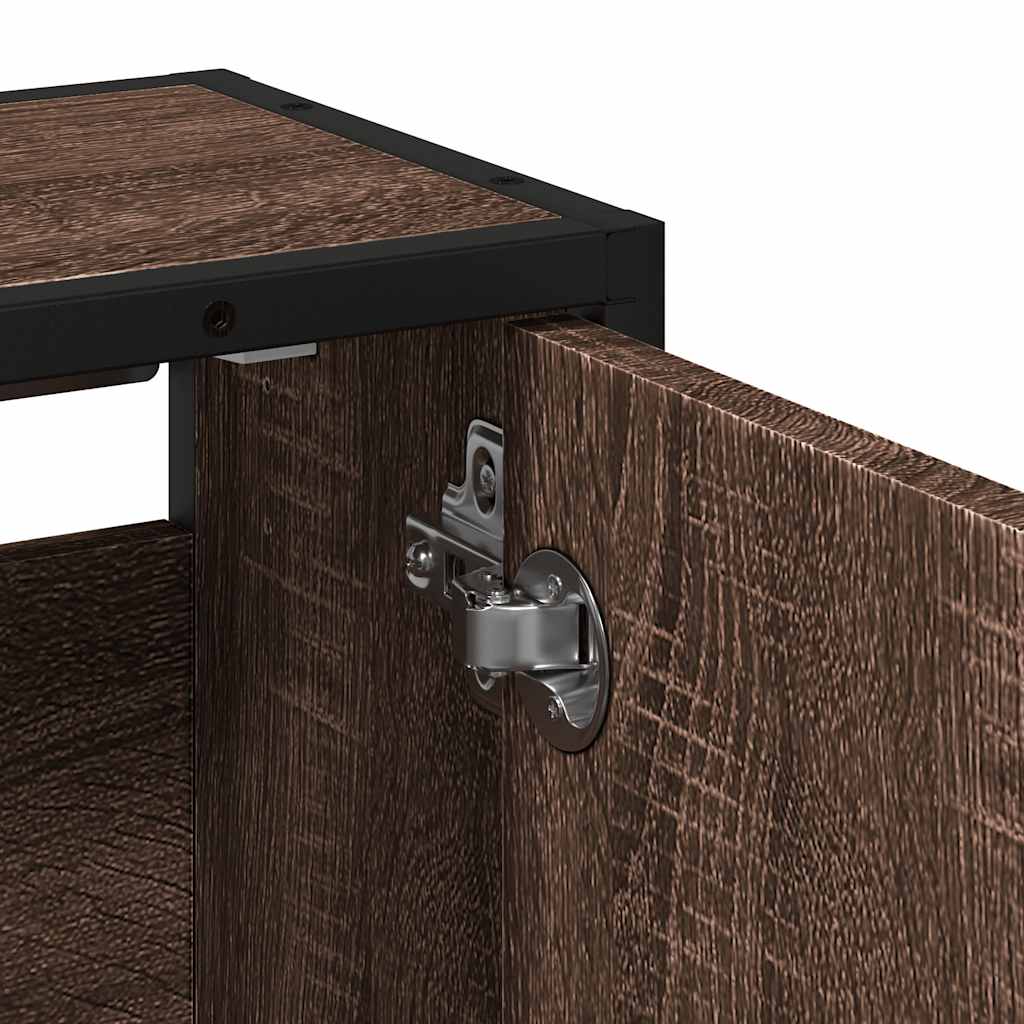 badeværelsesskab + spejl 65x20x60 cm konstrueret træ brunt eg