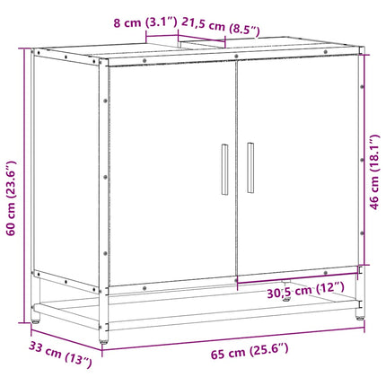 badeværelsesvaskeskab Sonoma eg 65x33x60 cm konstrueret træ