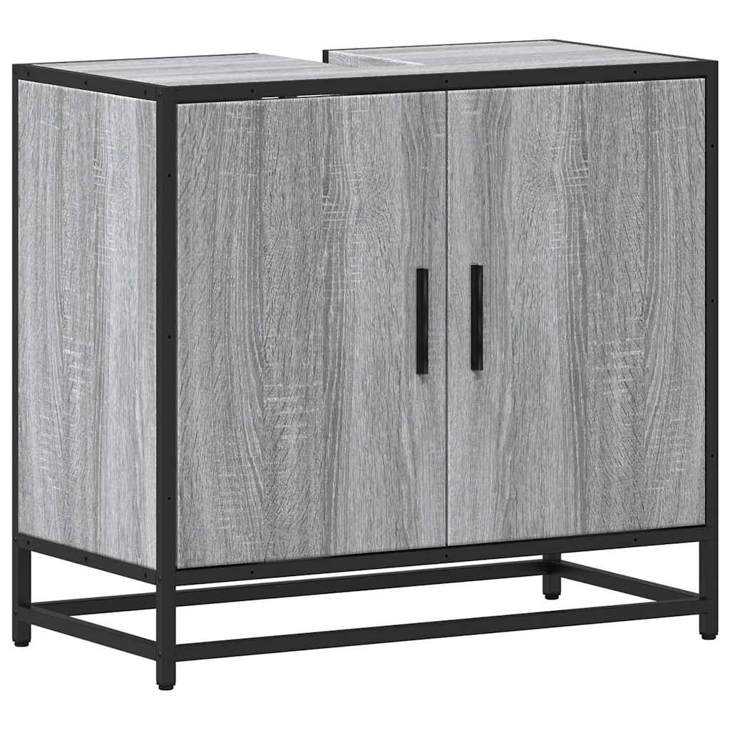 skab til håndvask til badeværelse 65x33x60 cm grå sonoma-eg