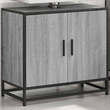 skab til håndvask til badeværelse 65x33x60 cm grå sonoma-eg