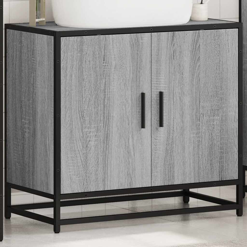 skab til håndvask til badeværelse 65x33x60 cm grå sonoma-eg