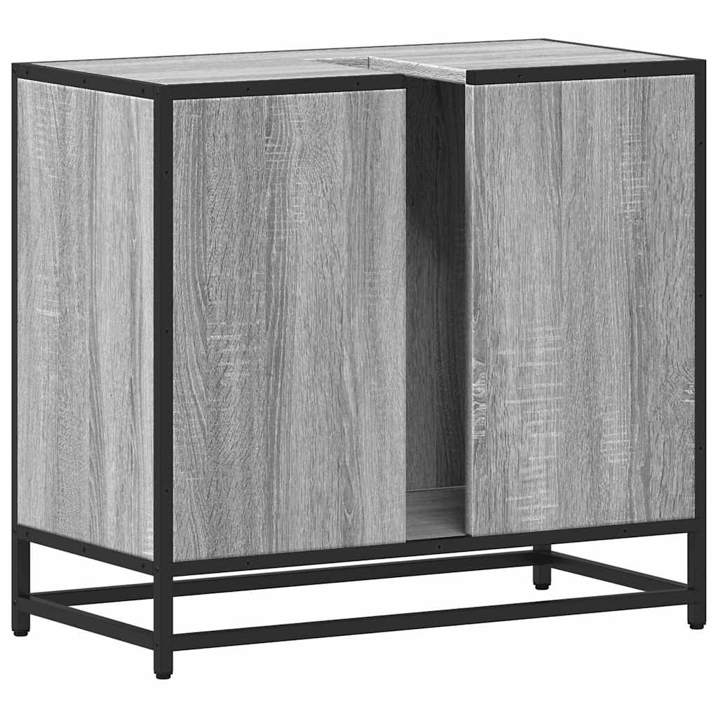 skab til håndvask til badeværelse 65x33x60 cm grå sonoma-eg