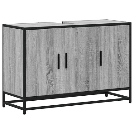 skab til håndvask til badeværelse 90x33x60 cm grå sonoma