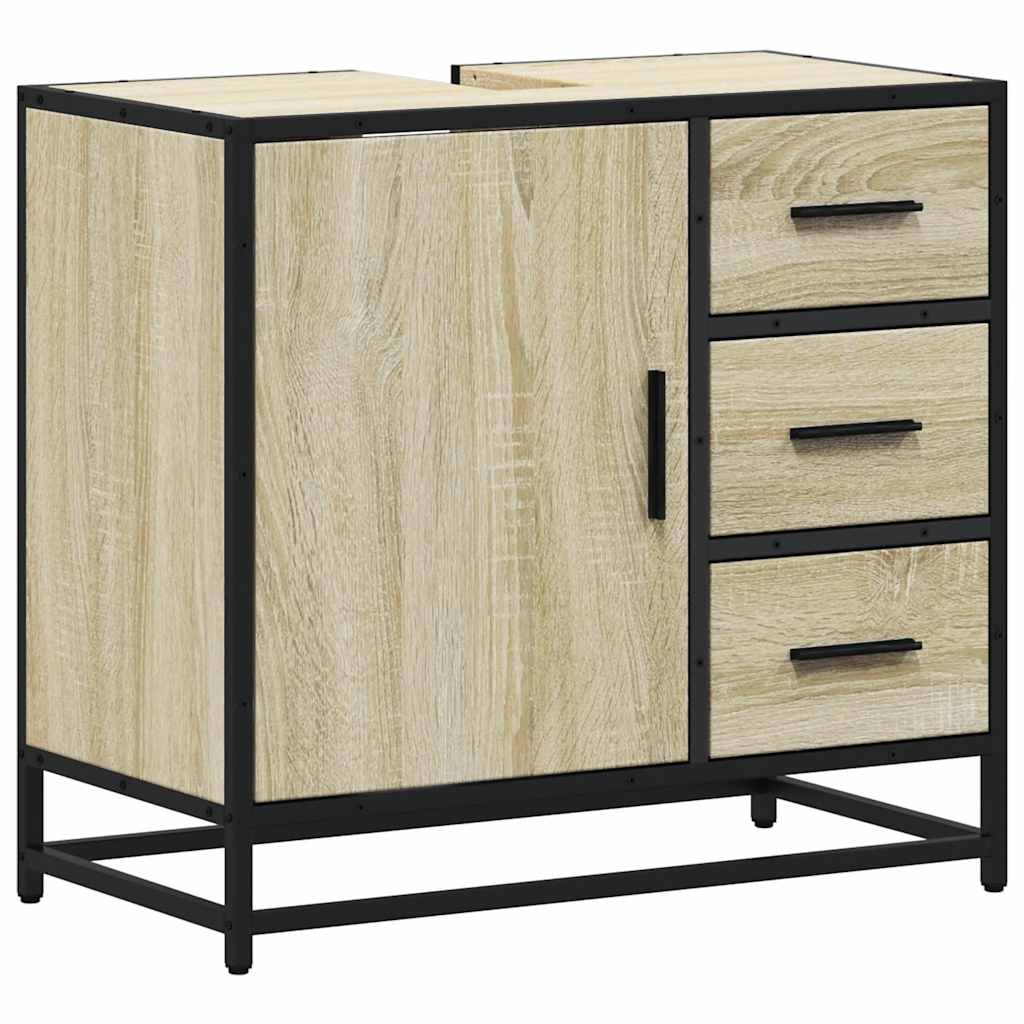 underskab til badeværelse 65x33x60 cm konstrueret træ sonoma-eg