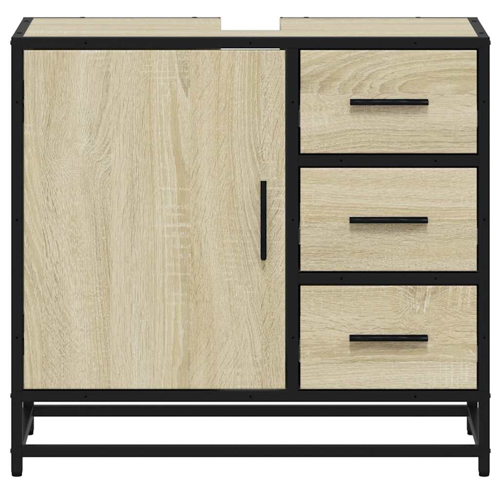 underskab til badeværelse 65x33x60 cm konstrueret træ sonoma-eg