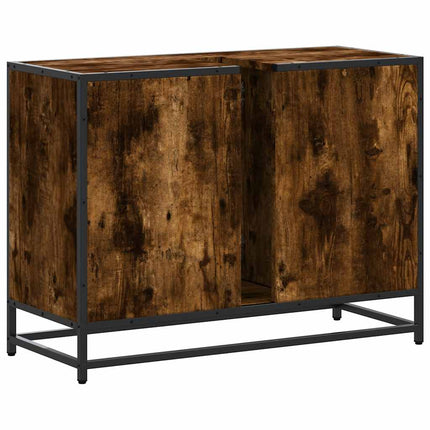 underskab til håndvask 80x33x60 cm konstrueret træ røget eg