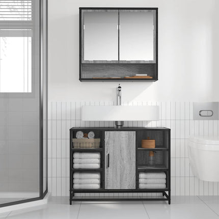 underskab til håndvask 80x33x60 cm konstrueret træ grå sonoma