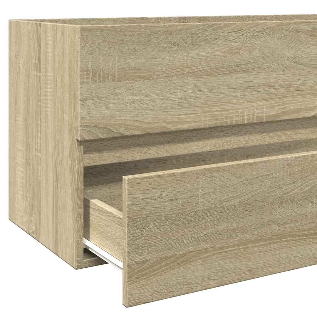 badeværelsesskab 80x38,5x45 cm konstrueret træ sonoma-eg