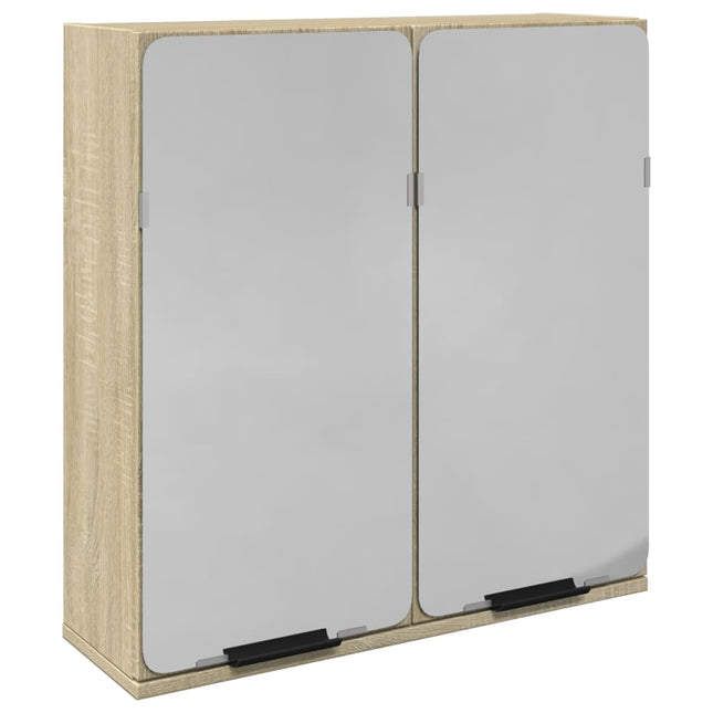 skab med spejl 64,5x20x66,5 cm konstrueret træ sonoma-eg