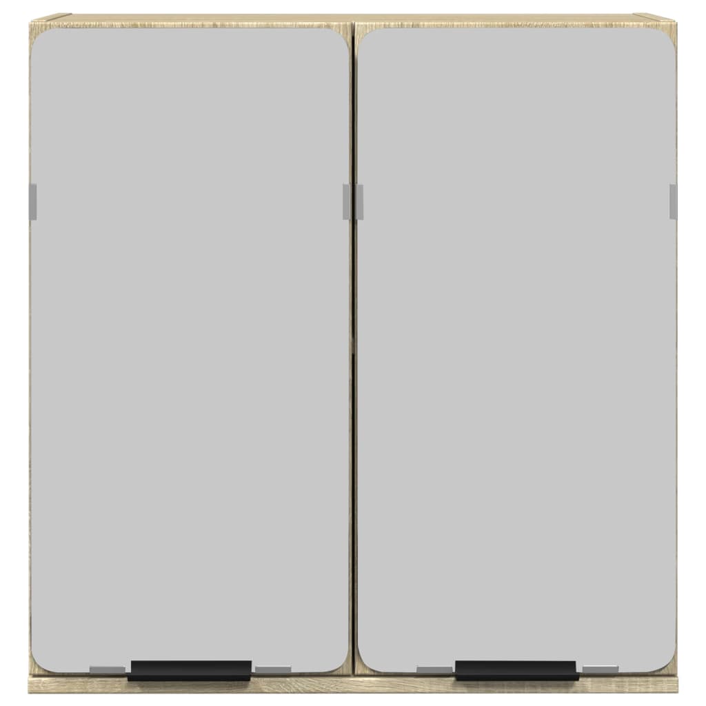 skab med spejl 64,5x20x66,5 cm konstrueret træ sonoma-eg