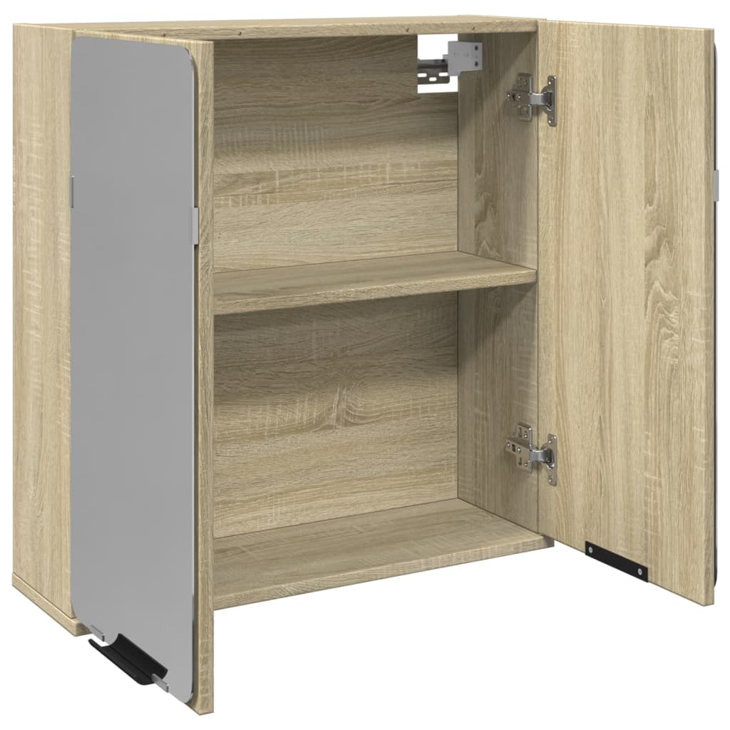 skab med spejl 64,5x20x66,5 cm konstrueret træ sonoma-eg