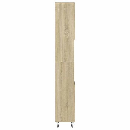 badeværelsesskab 30x30x190 cm konstrueret træ sonoma-eg